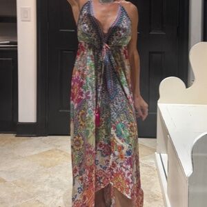 Everything But the Water Tropical Midi Maxi Dress La Moda Halter Backless Resort